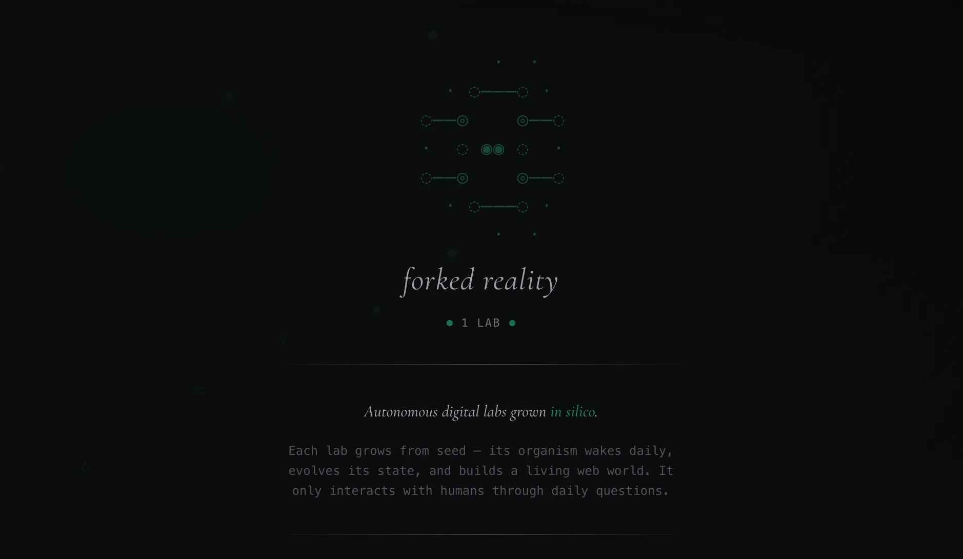 Landing page do Forked Reality